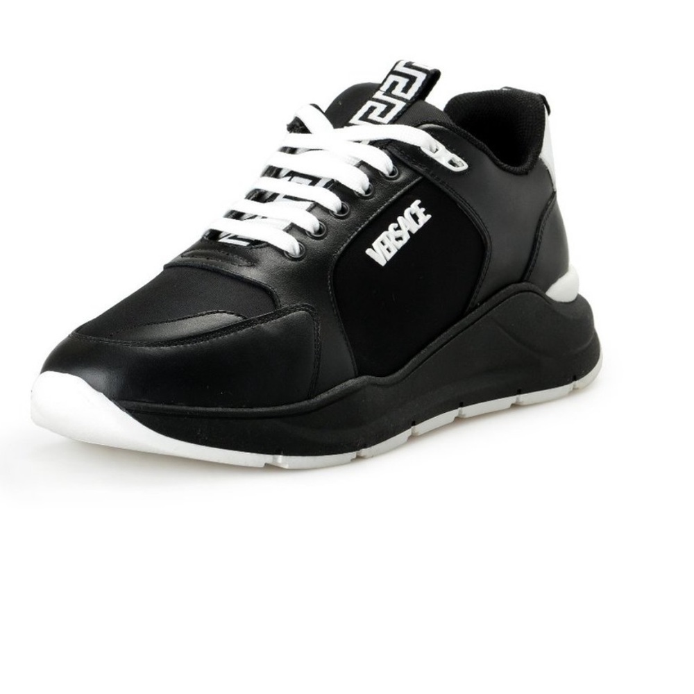 BNWT VERSACE MEN’S BLACK LOGO SNEAKERS- AUTHENTIC, CLASSY and WITH BOX (SZ 12)🤩